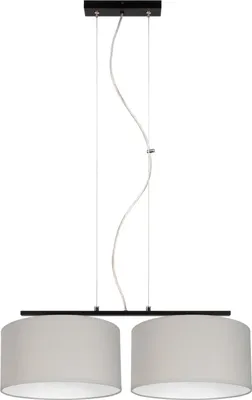 Produktbild von Hängeleuchte Metall Stoff E27 H: max. 100 cm Schwarz Grau Weiß 2-flammig länglich Modern