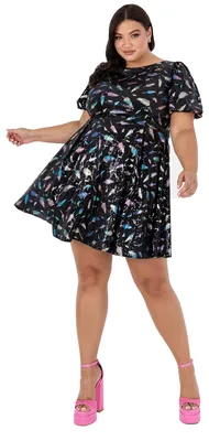 Produktbild von Lovedrobe Damen Mini-Kleid in großen Größen für Damen, mit Pailletten und Rückenausschnitt