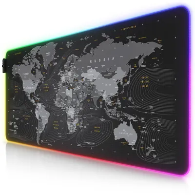 Image de Tapis de souris de jeu Titanwolf RGB, tapis de souris 900 x 400 mm, améliore la précision & la vitesse, carte du monde Global