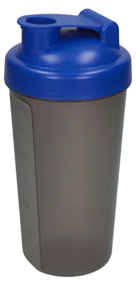 Image de Shaker 600 ml "Protein" - Gym Shaker pour boissons protéinées & sportives - avec tamis amovible & graduation pratique - facile à nettoyer - bleu standard PP/gris translucide
