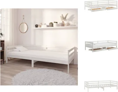 Produktbild von vidaXL Tagesbett mit Schubladen Weiß 90x200 cm Massives Kiefernholz - Betten & Bettgestelle