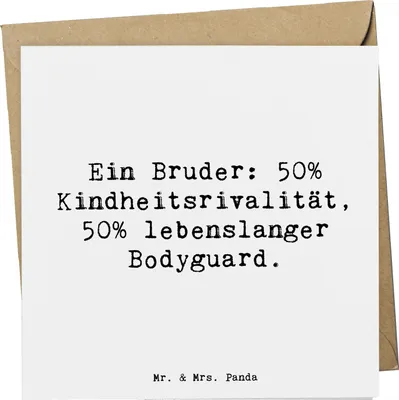Produktbild von Mr. & Mrs. Panda Glückwunschkarte Spruch Bruder Bodyguard - Weiß - Geschenk, Grußkarte, Brüderlichkeit, Kleiner, Klappkarte, Großer, Geburtstage, Familie, Bruderherz