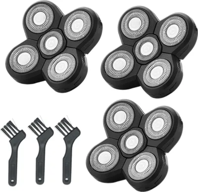 Produktbild von 3 Stück Ersatzklingen für Rasierer, kompatibel mit Rasiererkopf, 5 Klingen, Ersatzköpfe für Rasierer, Ersatzklingen für Glatzköpfige Männer