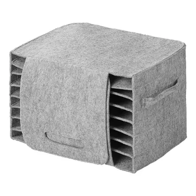 Produktbild von Wohnmobil Tellerhalter Filz für 10 Teller - Geschirrhalterung mit Klettverschluss - Robuste Ausführung Grau 27x20x17cm