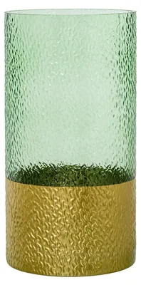 Glas-Tafelvaas grün-gold 15x15x30 cm