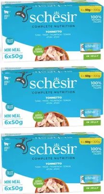 Produktbild von SCHESIR Thunfisch in Gelee - Nassfutter für Katzen - 6x50g