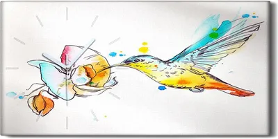 Produktbild von Wandbild Leinwand Bilder Wanduhr Kunstdruck 60x30 Foto Bild groß Kolibri Vogel - weiße Hände
