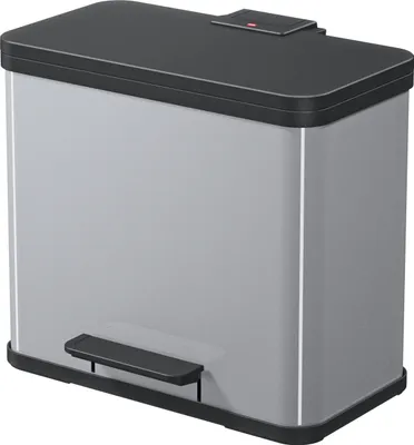 Obrázok produktu pre Hailo ÖKO DUO PLUS L, 26 L, Obdĺžnikový, Nerezová oceľ, Čierna, Strieborná, Plast, Pedál
