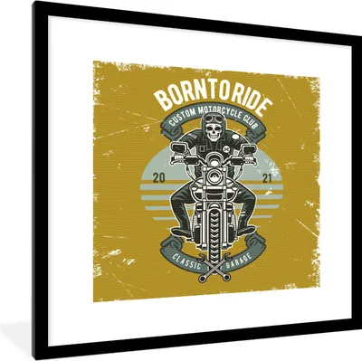 Produktbild von MuchoWow® MuchoWow® Gerahmtes Poster Mancave - Motor - Totenkopf - Vintage 40x40 cm - Poster mit zchwarzem Bilderrahmen - Poster - Plakat im Rahmen