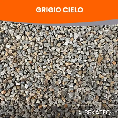 Produktbild von Steinteppich Set für 2,5qm Wand, Treppe, Sockel aussen & innen - Marmorkiesel Grigio Cielo + PolyurethanBindemittel + Trennspray - BEKATEQ BK-610PU