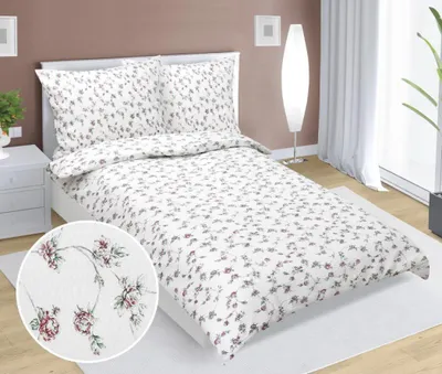 Obrázek produktu pro Krepové povlečení - Bílá,růžová - 140x200, 70x90