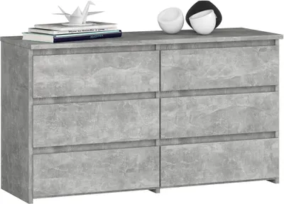 Produktbild von Kleine Kommode AKORD CL100 Beton 100 cm 6 Schubladen B100 x H57 x T35 cm