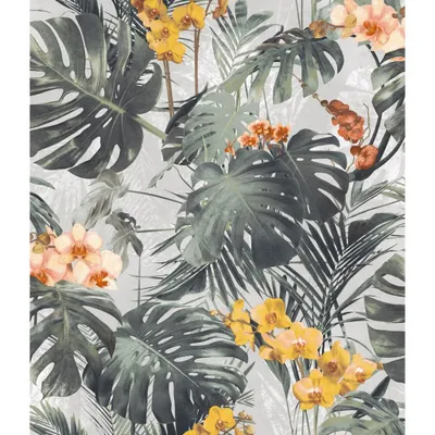 Image de Papier Peint Fougères Orchidée Motif Floral Tropical Intissé - Générique