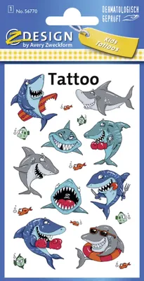Produktbild von AVERY Zweckform ZDesign Kids Tattoos "Haie" 1 Blatt à 10 Tattoos