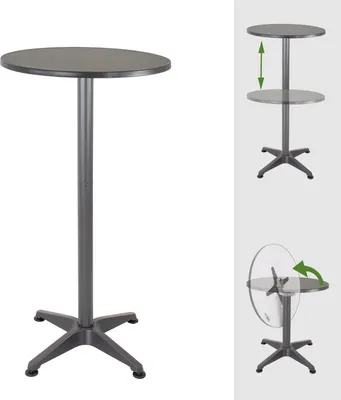 Produktbild von Stehtisch 2in1 Bistrotisch Alu klappbar höhenverstellbar 70/115 cm Ø 60 cm Partytisch Anthrazit