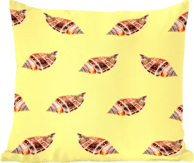 Produktbild von MuchoWow® Zierkissen Sofakissen Wohnzimmer Dekokissen 50x50 cm Muscheln - Muster - Gelb - Komfort - Sofakissen