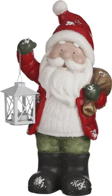Produktbild von House of Seasons Weihnachtsskulptur Nikolaus mit Laterne - L23 x B16 x H45 cm - Rot