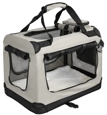 Produktbild von Faltbare Hundebox Transporttasche Transportbox Auto Katze Hunde Kaninchen Beige Cream Große Kleine Box Bag Klein Tasche Transport 7 Größen S - XXXXL Petigi, Größe:S (50 x 35 x 36 cm)