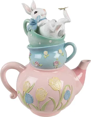 Obrázek produktu pro Clayre & Eef dekorativní figurka králíka 28x19x34 cm růžová modrá plastová
