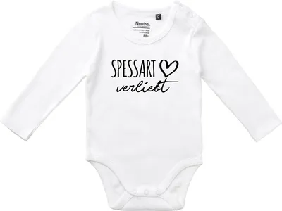 Produktbild von Huuraa Baby Body Spessart verliebt 62 White  Baumwolle Fairtrade Langarmbody Geschenkidee