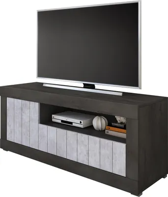Image de Lucino - Meuble TV, 137x42x56h cm Noir, 3 Portes