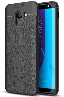 Obrázek produktu pro NALIA kryt kožený vzhled pouzdra na mobilní telefon Samsung Galaxy J6 2018, tenké silikonové pouzdro