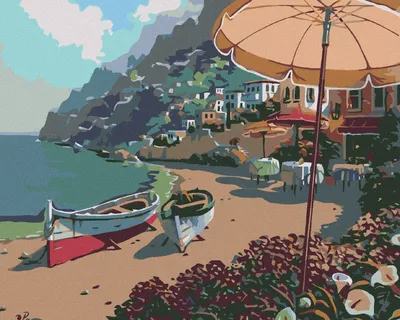 Produktbild von Zuty - Malen nach Zahlen - FLACHBOOT AM STRAND, 40x50 cm, mit Keilrahmen (bereits gespannt)