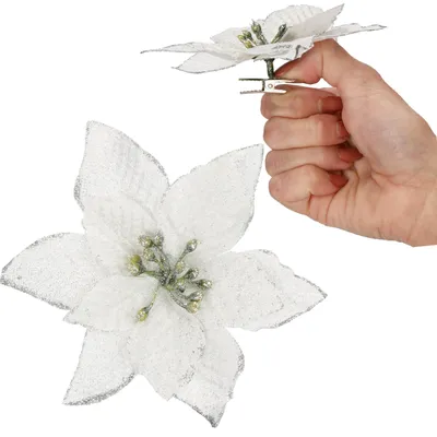 Obrázok produktu pre Vianočná hviezda s klipom 13x13 cm, biela