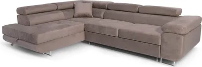 Productafbeelding van Hoekbank in L-vorm met slaapfunctie en opbergruimte voor beddengoed, in beige (Jasmine 22), met een chaise longue aan de linkerkant