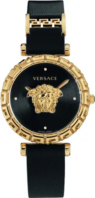 Produktbild von Versace VEDV00919 Palazzo Empire Greca Diamond schwarz gold Leder Damen Uhr NEU