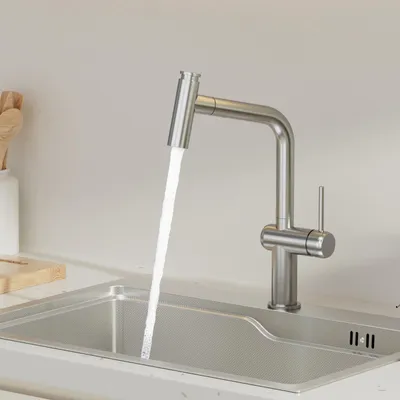 Produktbild von Wasserhahn Küchenarmatur, 360° Drehbar Spültischarmatur, Cecipa Ausziehbare Küchenarmatur 304 Edelstahl, Ausziehbarer Wasserhahn, Gebürstet