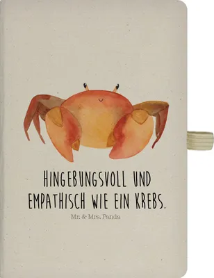 Produktbild von Mr. & Mrs. Panda Tagebuch Sternzeichen Krebs - Transparent - Geschenk, Meerestier, Geburtstag Juli, Journal, Notizbuch A5, Adressbuch, Meer, Notizheft, Krabbe, Kladde