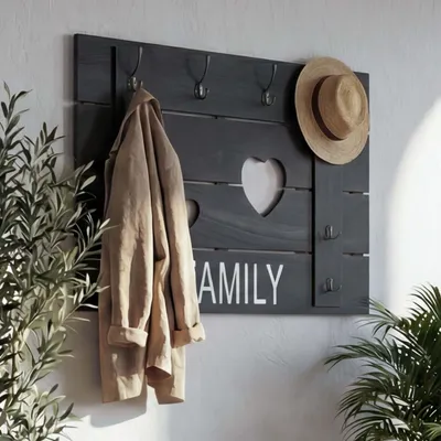 Obrázek produktu pro Nástěnná skříň HWC-C89 Family, Šatní panel Šatní skříň, Shabby-Look Vintage, 8 háčků 60x90cm  dunkelgrau, shabby