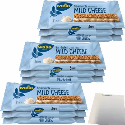 Produktbild von Wasa Knäckebrot Sandwich Käse Multipack 3er Pack (3x90g Packung) + usy Block