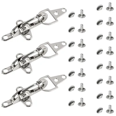 3 Metall-Schwenkschnallen mit Clipverschluss + 15 Nieten