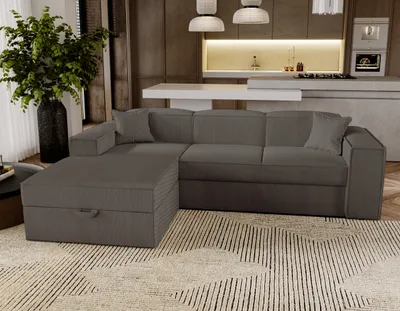 Produktbild von Ecksofa mit Schlaffunktion Santorini - Sofa 250 cm mit Bettkasten, Ecksofa L-Form, Schlafsofa Couchgarnitur - Links - Braun & Poso 04