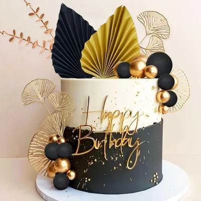 Productafbeelding van Feather Cake zwart en goud taartdecoratie jaren 20 - Taartdecoratie prom