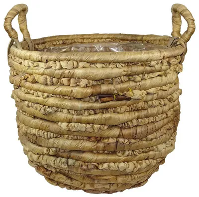 Produktbild von Pflanzkübel mit Henkel Wasserhyazinthe Pflanztopf Korb Rund Pflanzgefäß : 36 cm Größe: 36 cm