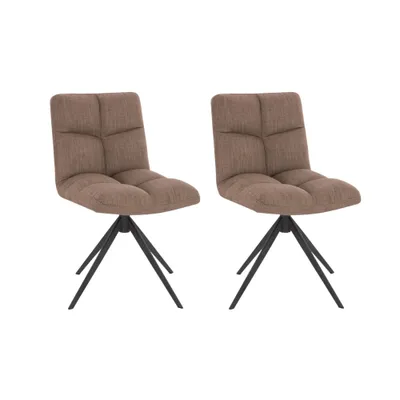Obrázek produktu pro HOME DELUXE - Jídelní židle NODA - sada 2 kusů, barva: šedá/hnědá - otočná o 360 stupňů, měkké čalounění, max. zatížení 120 kg I Kuchyňská židle Jídelní židle Židle do jídelny