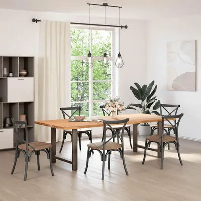 Image de vidaXL Pieds de table de salle à manger acier naturel 2 pcs. 80x(72-73) cm acier