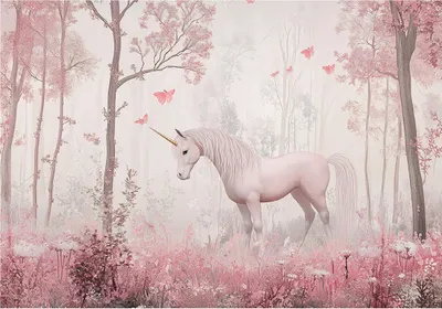 Produktbild von Fototapete Kinderzimmer Mädchen Einhorn - 400x280 cm - inklusive kleister - Vlies Tapete Kinder - Vliestapete Modern Wandtapete