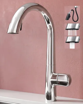 Produktbild von Mai & Mai Wasserhahn Küche Spültischarmatur Küchenamatur Mischbatterie mit Einhebelmischer 360° Schwenkbar Küchenwasserhahn aus Messing Silber MS-8095