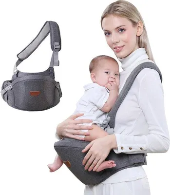 Produktbild von Ergonomischer Babysitz mit verstellbarer Schiene und Tasche, grau, 0-20kg
