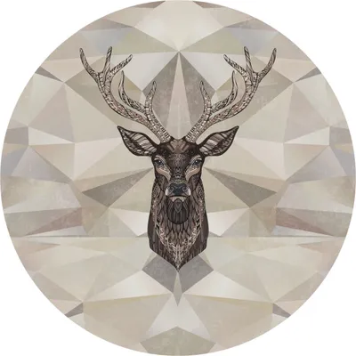 Produktbild von Sticker Kreis HIRSCHE Waldtier geometrische Muster Ornamente Abstraktion Wanddeko Aufkleber für Wohnzimmer 100 cm x 100 cm