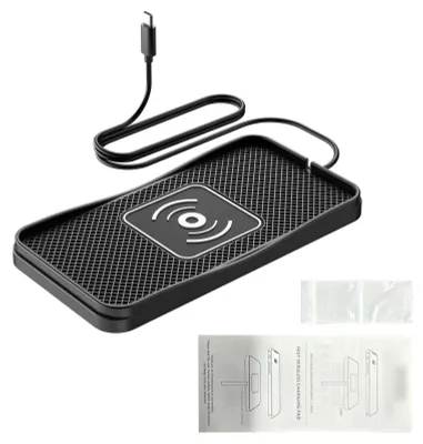 Immagine prodotto di Tappetino di ricarica per auto, 20 W, caricabatterie wireless rapido per cellulari, tappetino per cellulari, compatibile con Samsung Galaxy S25/S24, cavo Type-C da 1 m