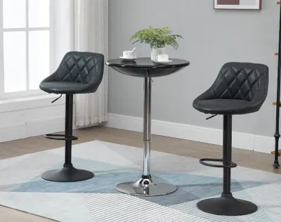 Produktbild von HOMCOM 2er Set Barhocker, höhenverstellbar mit Metallfuß und Samtsitz, moderner Hocker mit Rückenlehne und Fußstütze, 46x48x83-104 cm, grün