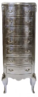 Produktbild von Casa Padrino Barock Kommode Silber mit 7 Schubladen 120 x 45x 35 cm - Antik Stil