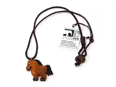 Produktbild von Kette Pferd, Holzanhänger, Ketten Modeschmuck Holzkette Pferde Pony Tier Tiere