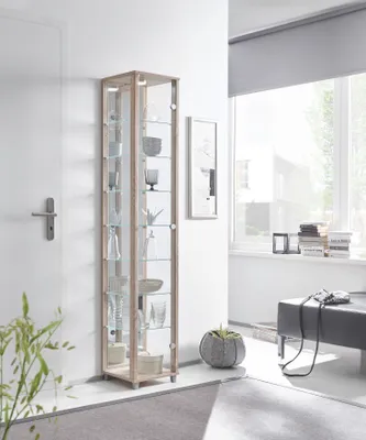 Produktbild von Glasvitrine >OPTIMA< in Sonoma Eiche Nachbildung - 31,5x172x32cm (BxHxT)