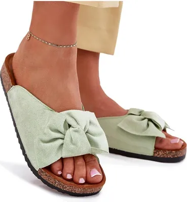 Produktbild von Damen Sandalen Auf Korksohle Mit Schleife Minze Seressa 38